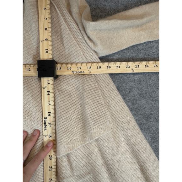 Neiman Marcus Cashmere Cardigan Sweater Womens XS Beige Knit Open Front Preppy - Picture 2 of 7
